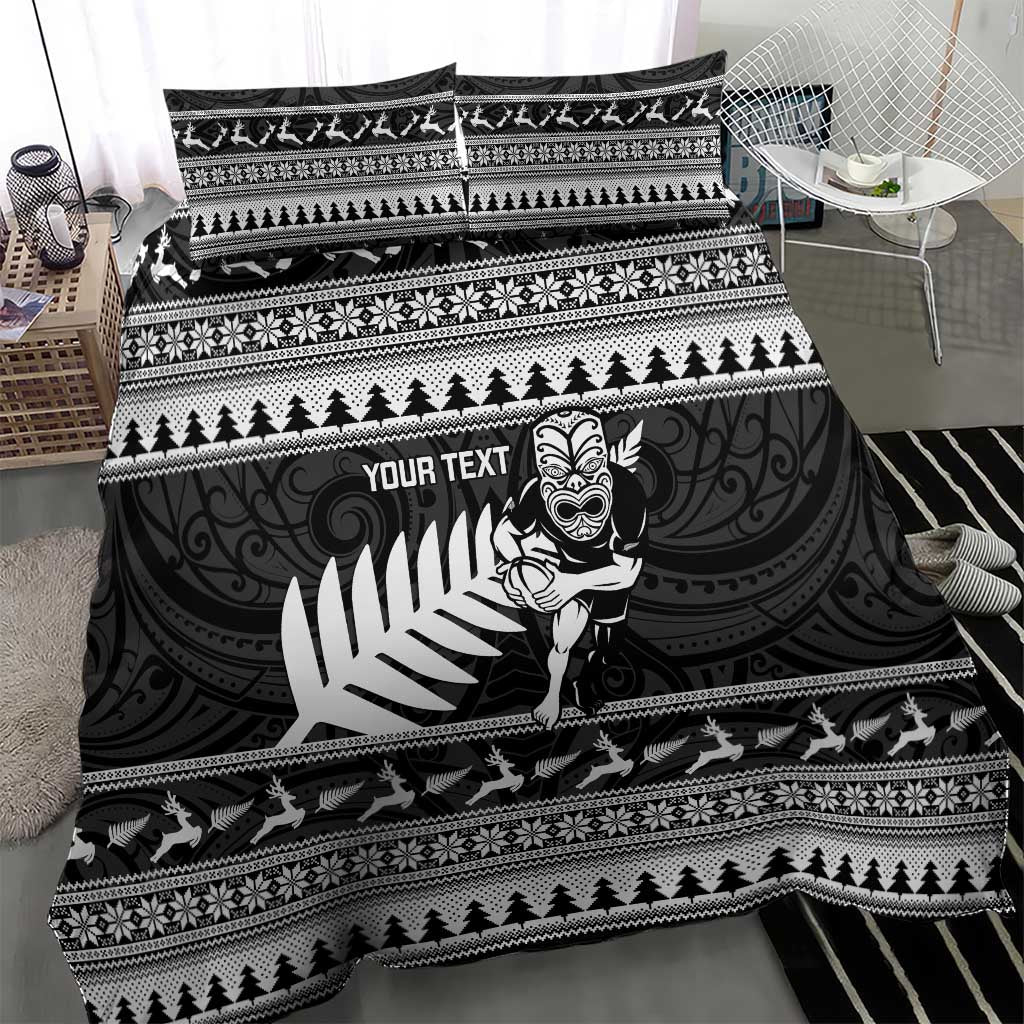 New Zealand Christmas Rugby Personalised Bedding Set Meri Kirihimete All Black Maori - Aussie Hoodie