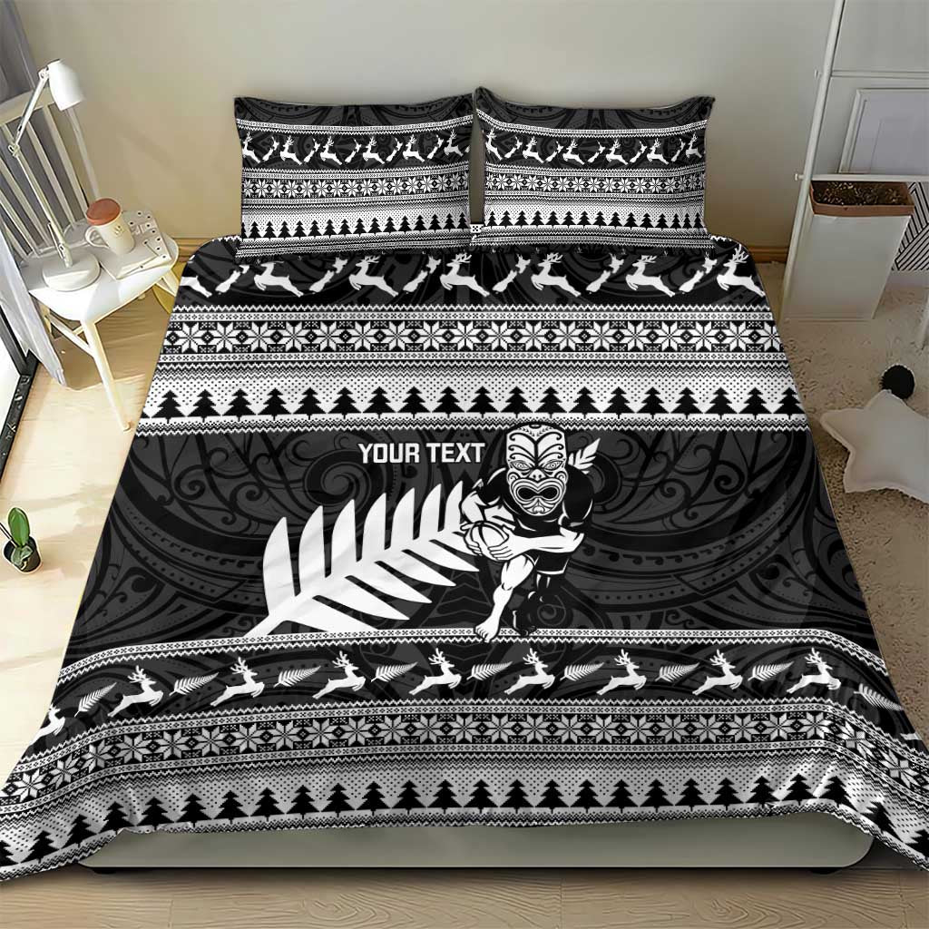 New Zealand Christmas Rugby Personalised Bedding Set Meri Kirihimete All Black Maori - Aussie Hoodie