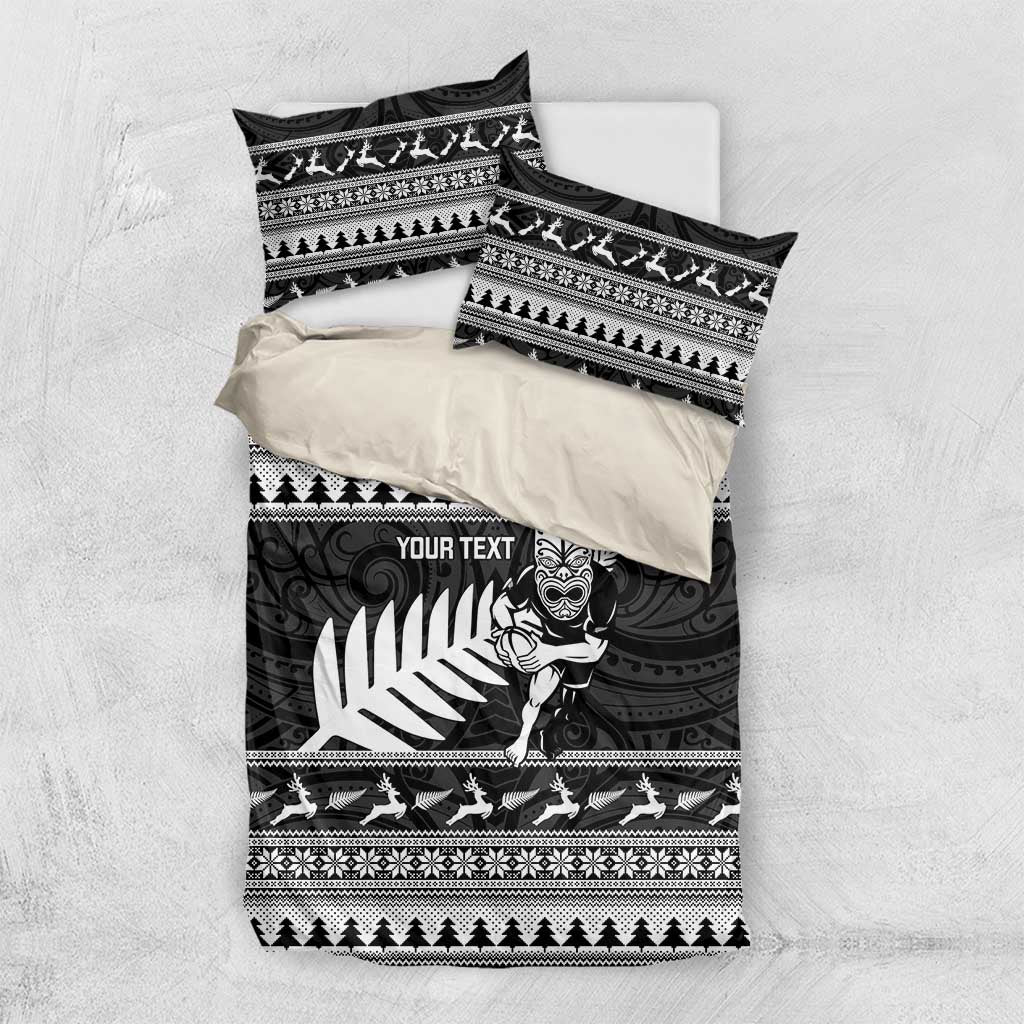New Zealand Christmas Rugby Personalised Bedding Set Meri Kirihimete All Black Maori - Aussie Hoodie