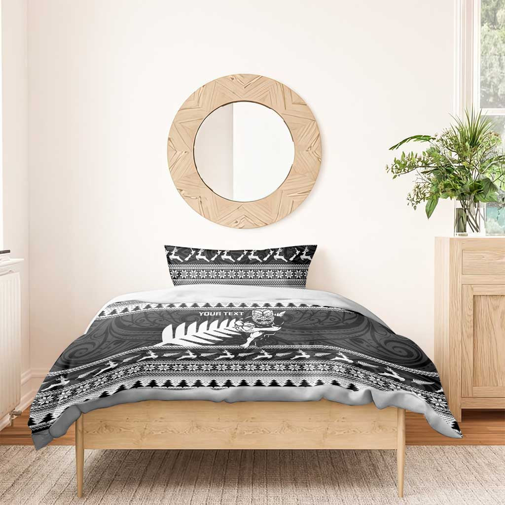 New Zealand Christmas Rugby Personalised Bedding Set Meri Kirihimete All Black Maori - Aussie Hoodie
