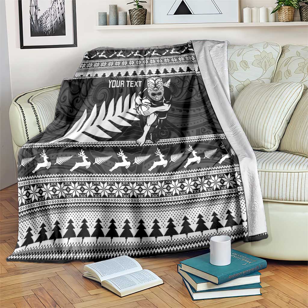 New Zealand Christmas Rugby Personalised Blanket Meri Kirihimete All Black Maori - Aussie Hoodie
