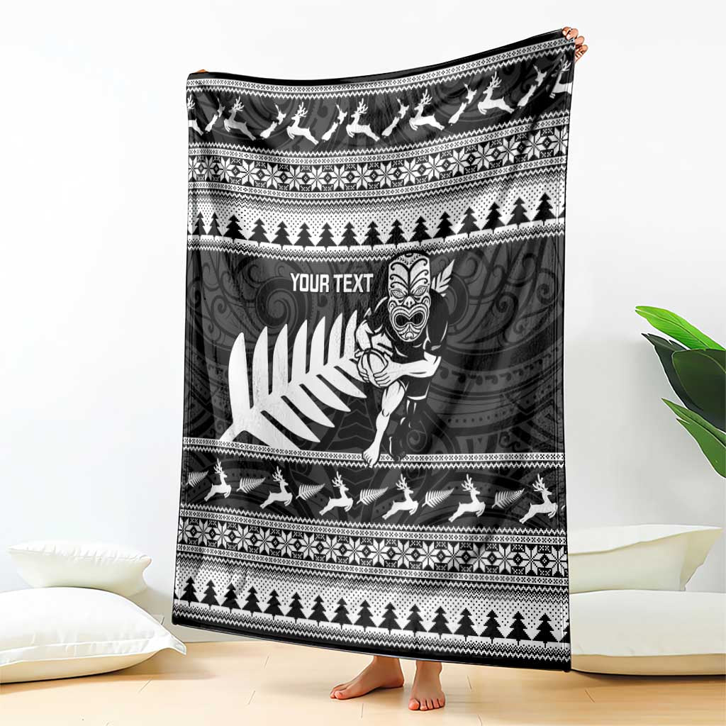 New Zealand Christmas Rugby Personalised Blanket Meri Kirihimete All Black Maori - Aussie Hoodie