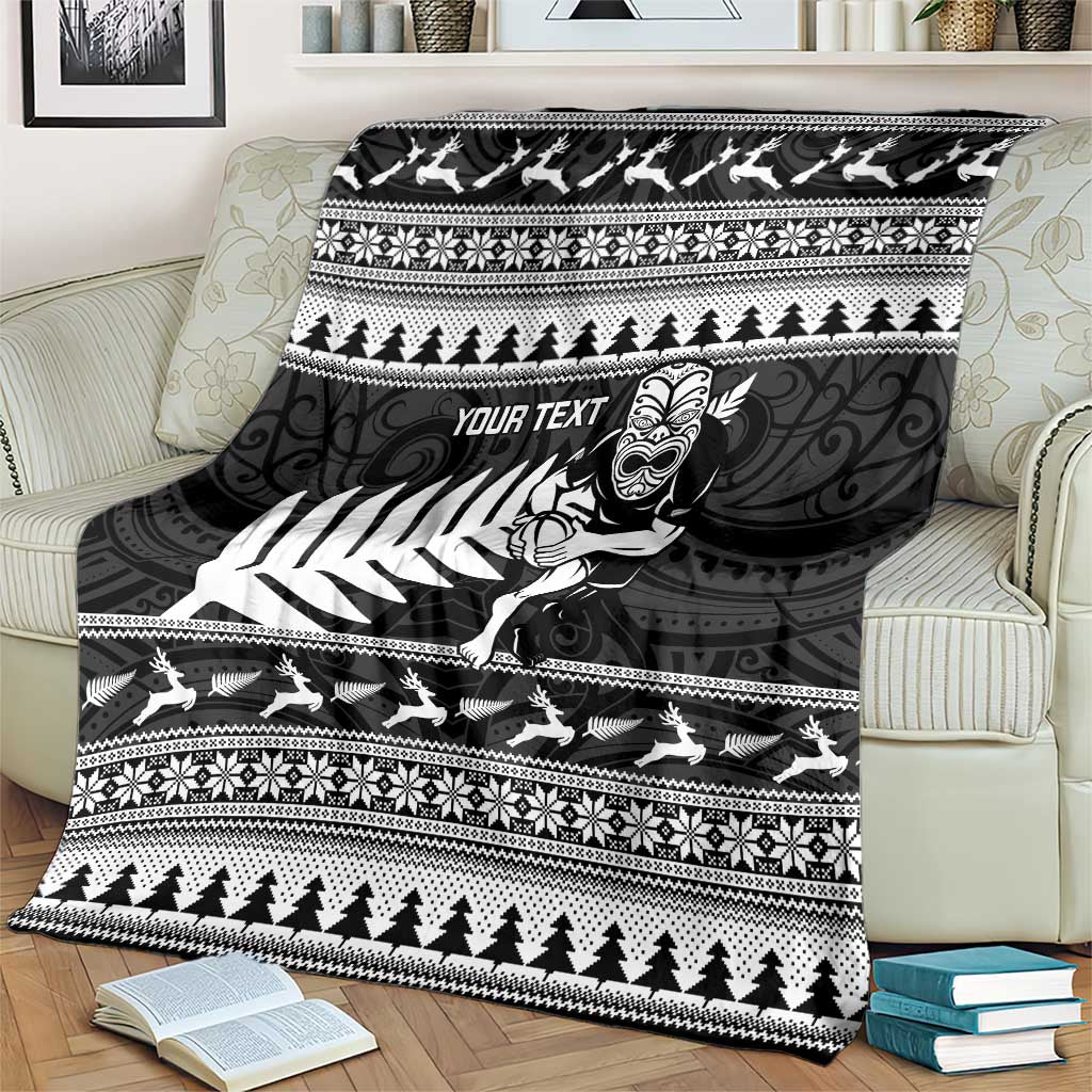 New Zealand Christmas Rugby Personalised Blanket Meri Kirihimete All Black Maori - Aussie Hoodie