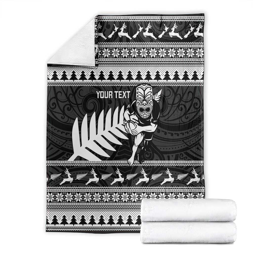 New Zealand Christmas Rugby Personalised Blanket Meri Kirihimete All Black Maori - Aussie Hoodie