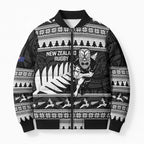 New Zealand Christmas Rugby Personalised Bomber Puffer Jacket Meri Kirihimete All Black Maori - Aussie Hoodie