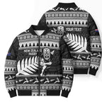 New Zealand Christmas Rugby Personalised Bomber Puffer Jacket Meri Kirihimete All Black Maori - Aussie Hoodie