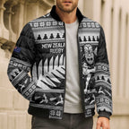 New Zealand Christmas Rugby Personalised Bomber Puffer Jacket Meri Kirihimete All Black Maori - Aussie Hoodie