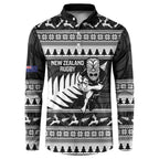 New Zealand Christmas Rugby Personalised Button Sweatshirt Meri Kirihimete All Black Maori - Aussie Hoodie
