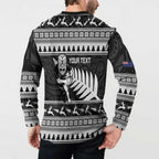 New Zealand Christmas Rugby Personalised Button Sweatshirt Meri Kirihimete All Black Maori - Aussie Hoodie