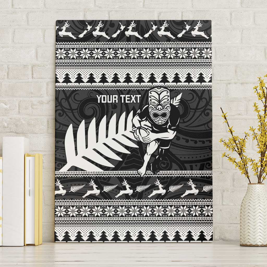 New Zealand Christmas Rugby Personalised Canvas Wall Art Meri Kirihimete All Black Maori - Aussie Hoodie