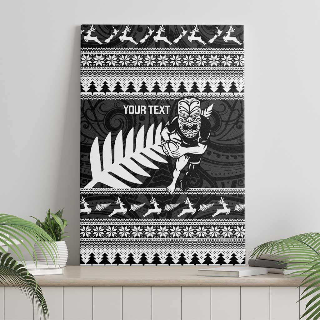 New Zealand Christmas Rugby Personalised Canvas Wall Art Meri Kirihimete All Black Maori - Aussie Hoodie