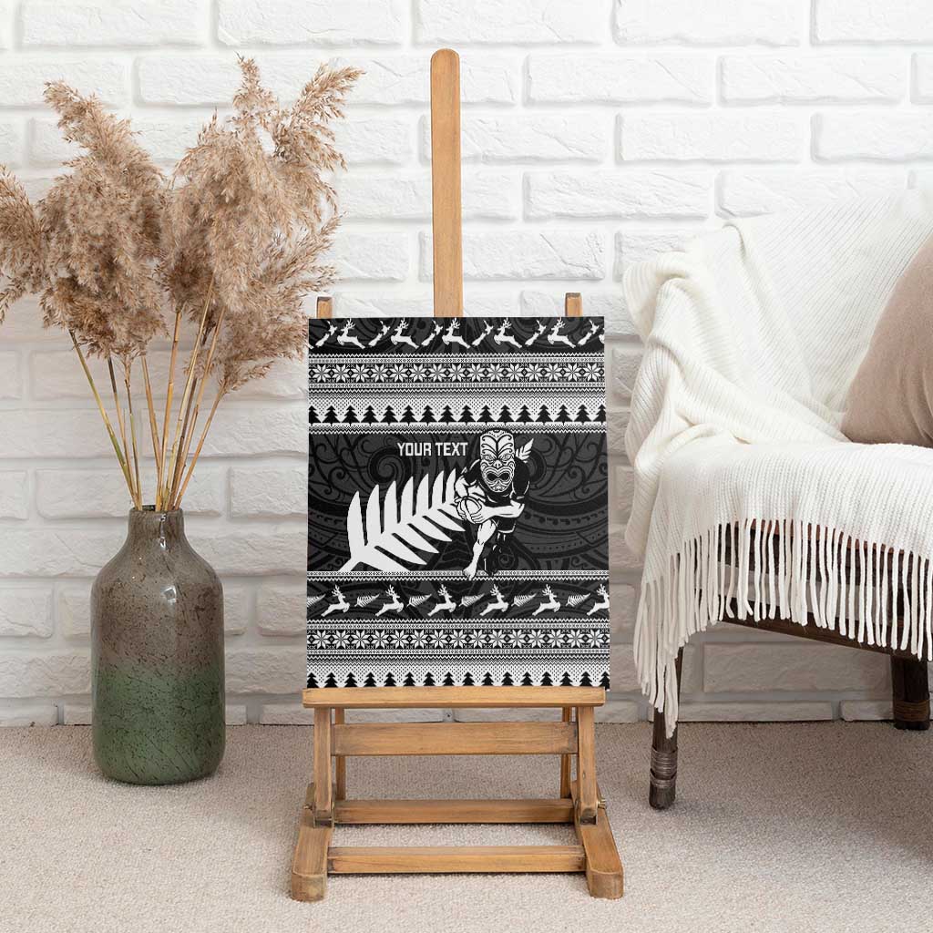 New Zealand Christmas Rugby Personalised Canvas Wall Art Meri Kirihimete All Black Maori - Aussie Hoodie