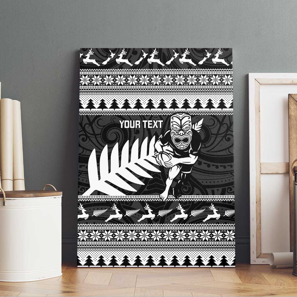 New Zealand Christmas Rugby Personalised Canvas Wall Art Meri Kirihimete All Black Maori - Aussie Hoodie