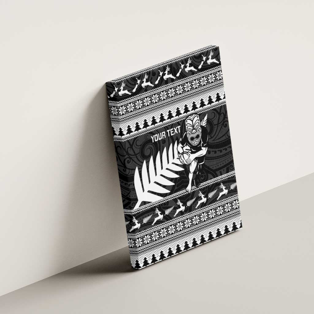 New Zealand Christmas Rugby Personalised Canvas Wall Art Meri Kirihimete All Black Maori - Aussie Hoodie