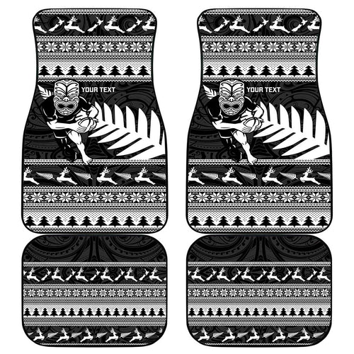New Zealand Christmas Rugby Personalised Car Mats Meri Kirihimete All Black Maori - Aussie Hoodie