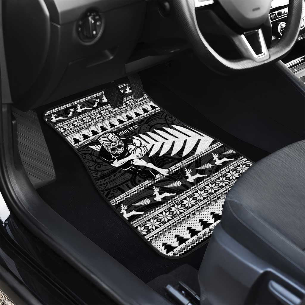 New Zealand Christmas Rugby Personalised Car Mats Meri Kirihimete All Black Maori - Aussie Hoodie