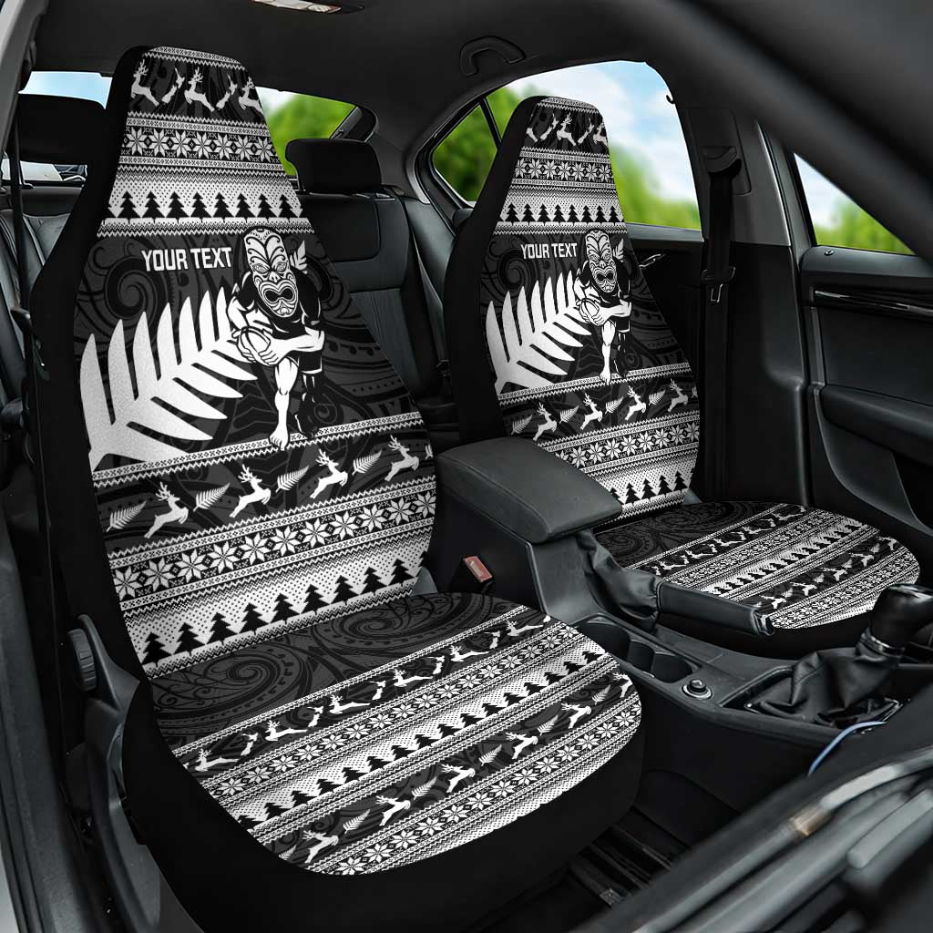 New Zealand Christmas Rugby Personalised Car Seat Cover Meri Kirihimete All Black Maori - Aussie Hoodie
