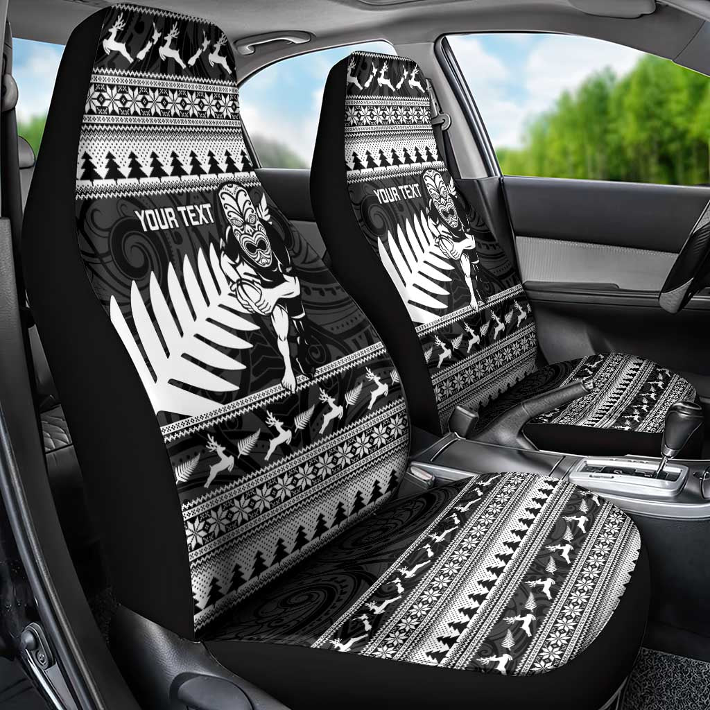 New Zealand Christmas Rugby Personalised Car Seat Cover Meri Kirihimete All Black Maori - Aussie Hoodie
