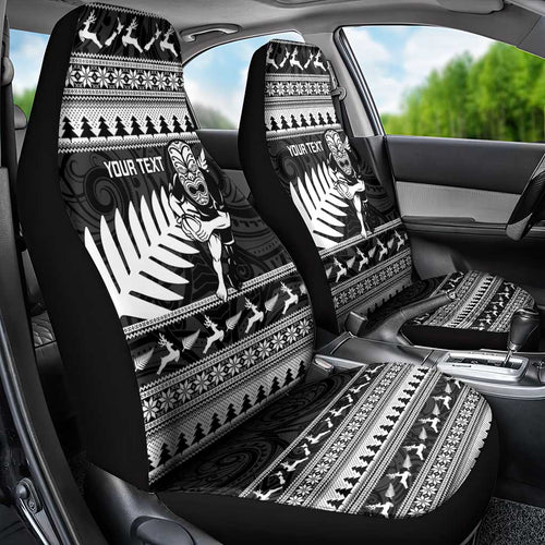 New Zealand Christmas Rugby Personalised Car Seat Cover Meri Kirihimete All Black Maori - Aussie Hoodie