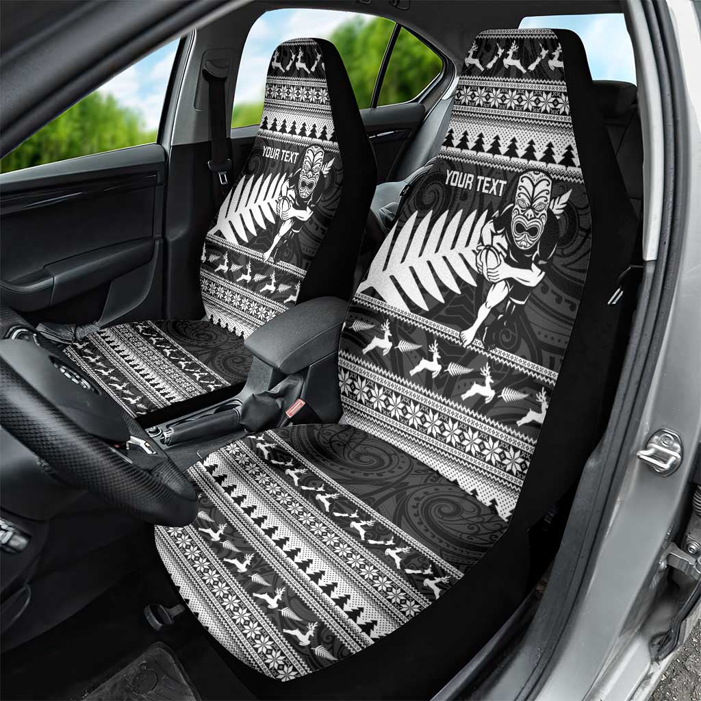 New Zealand Christmas Rugby Personalised Car Seat Cover Meri Kirihimete All Black Maori - Aussie Hoodie