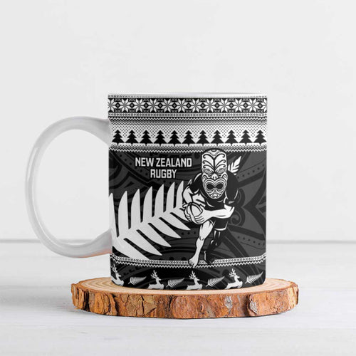 New Zealand Christmas Rugby Personalised Ceramic Mug Meri Kirihimete All Black Maori - Aussie Hoodie