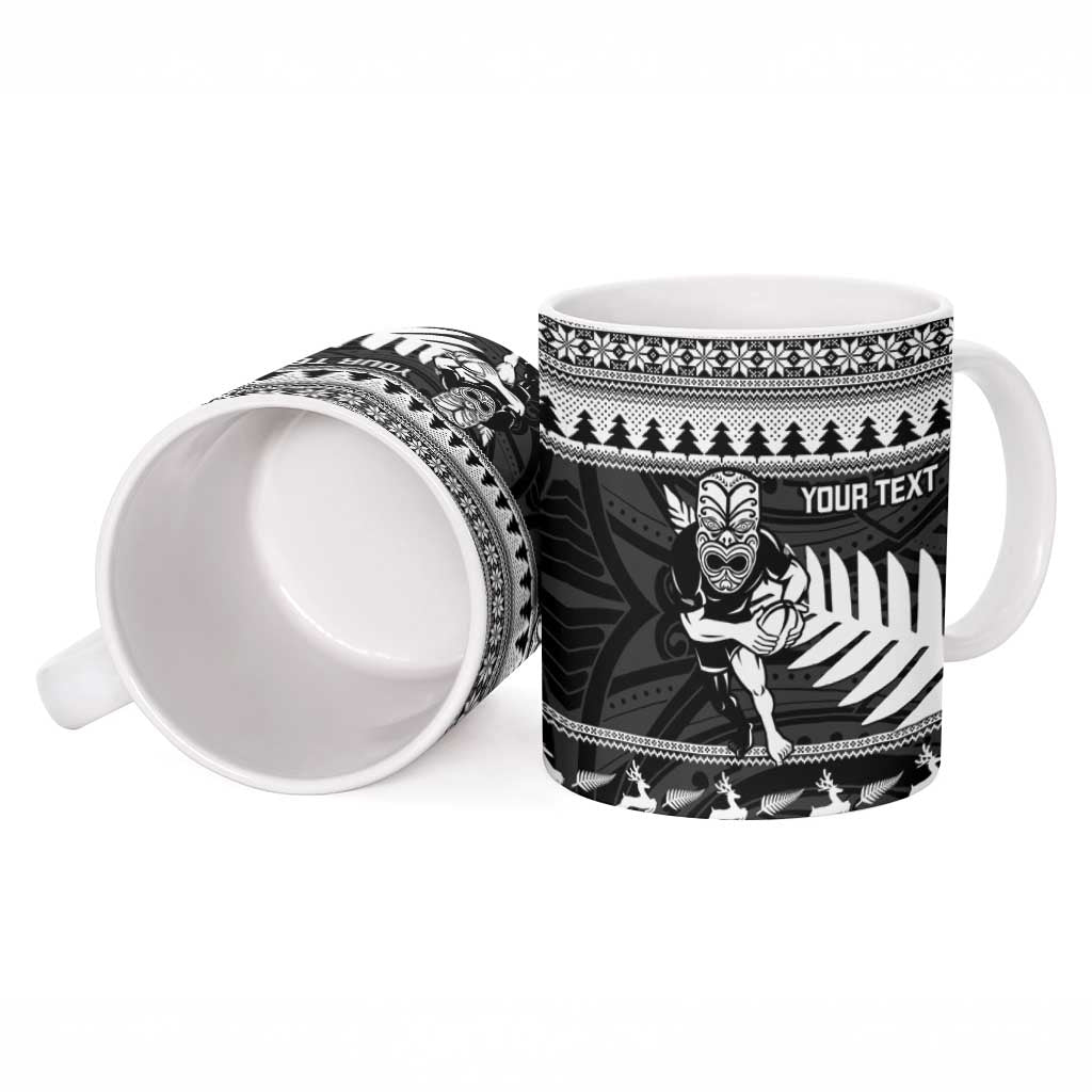 New Zealand Christmas Rugby Personalised Ceramic Mug Meri Kirihimete All Black Maori - Aussie Hoodie