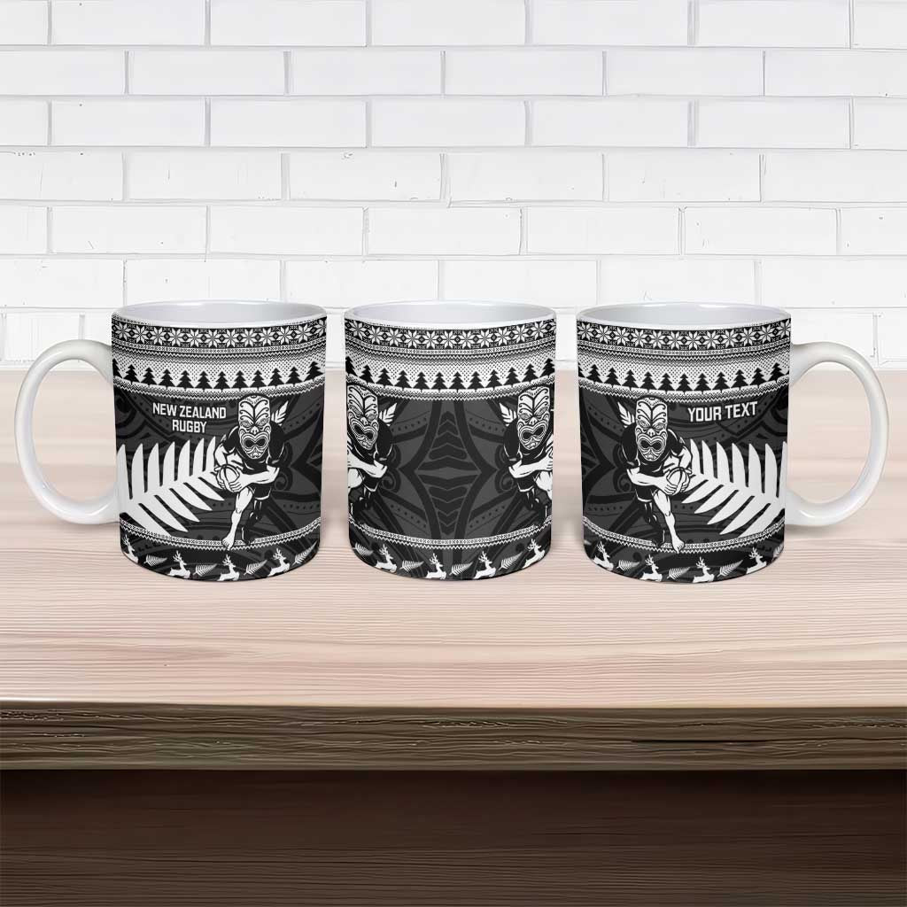 New Zealand Christmas Rugby Personalised Ceramic Mug Meri Kirihimete All Black Maori - Aussie Hoodie