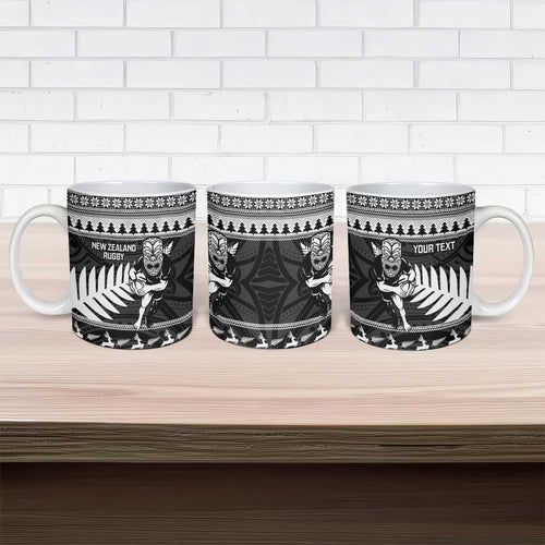 New Zealand Christmas Rugby Personalised Ceramic Mug Meri Kirihimete All Black Maori - Aussie Hoodie