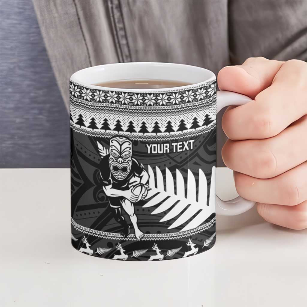New Zealand Christmas Rugby Personalised Ceramic Mug Meri Kirihimete All Black Maori - Aussie Hoodie