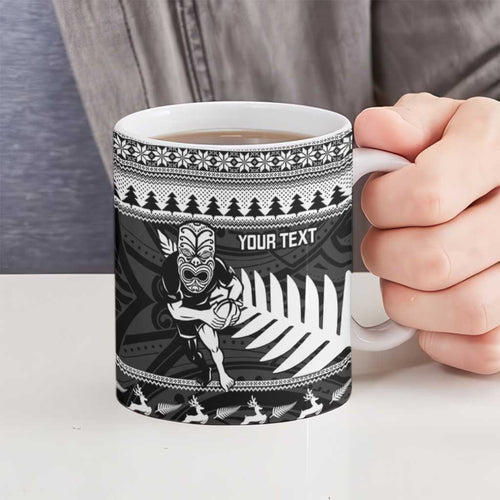 New Zealand Christmas Rugby Personalised Ceramic Mug Meri Kirihimete All Black Maori - Aussie Hoodie