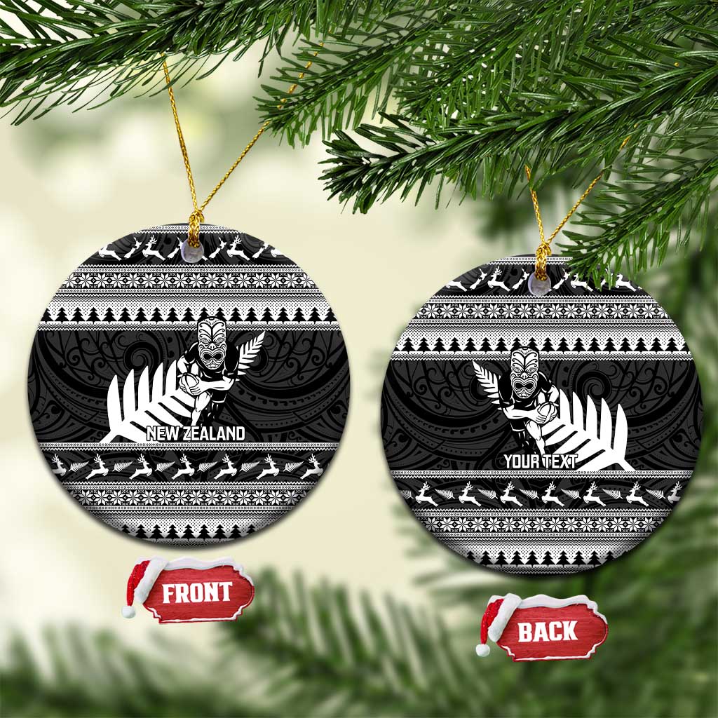 New Zealand Christmas Rugby Personalised Ceramic Ornament Meri Kirihimete All Black Maori - Aussie Hoodie