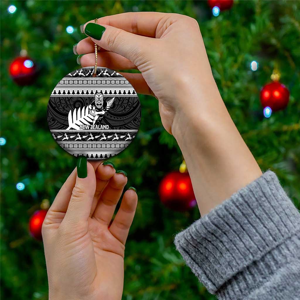 New Zealand Christmas Rugby Personalised Ceramic Ornament Meri Kirihimete All Black Maori - Aussie Hoodie