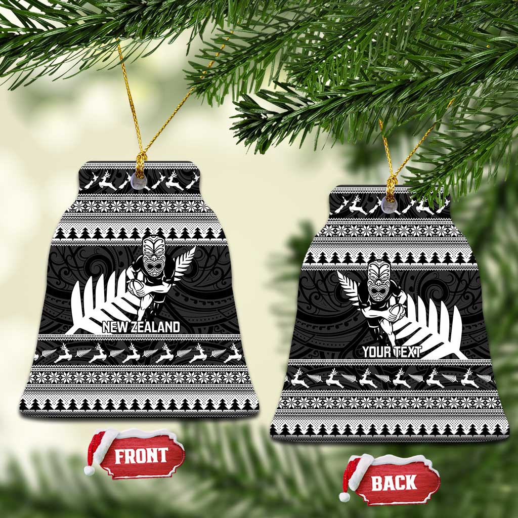 New Zealand Christmas Rugby Personalised Ceramic Ornament Meri Kirihimete All Black Maori - Aussie Hoodie