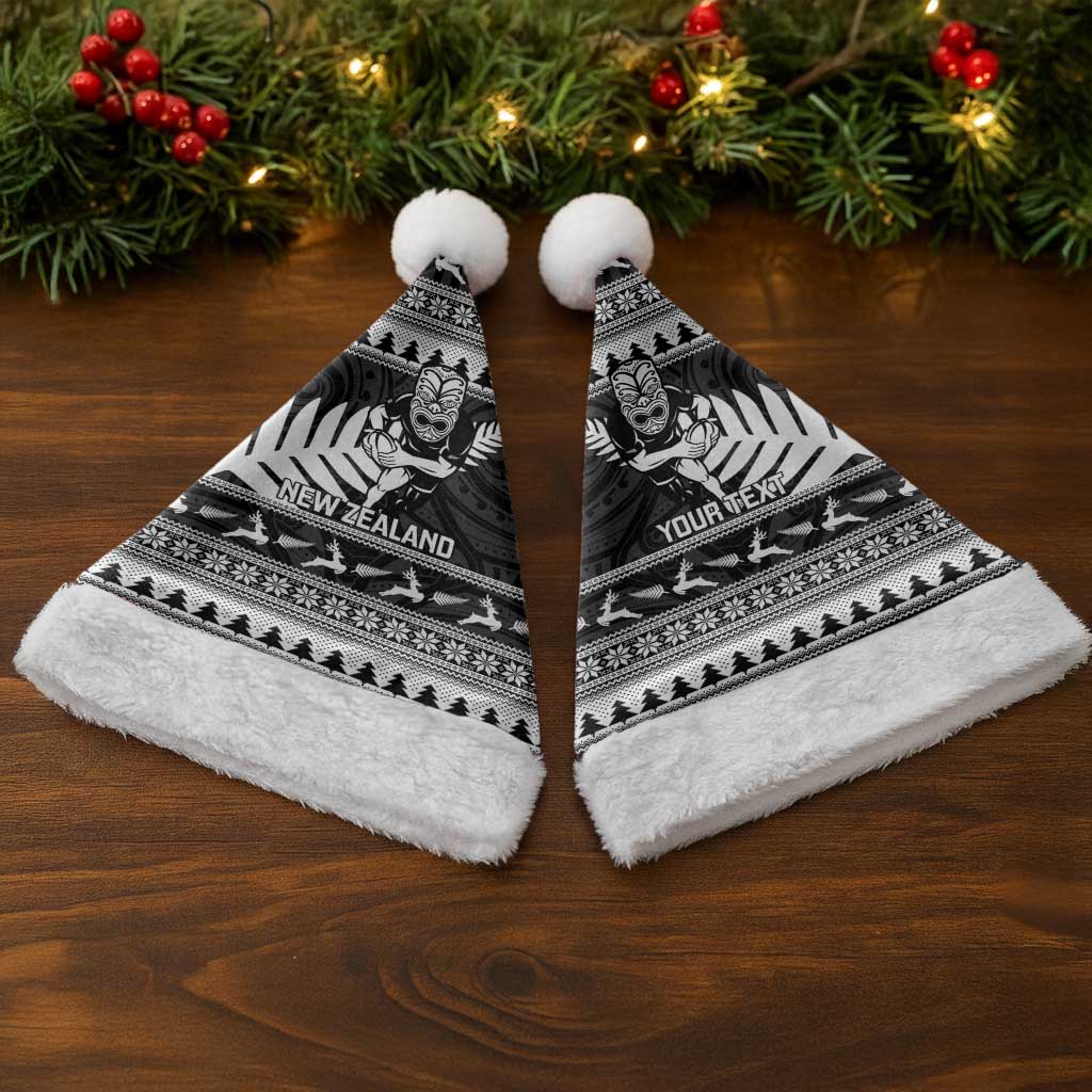 New Zealand Christmas Rugby Personalised Christmas Santa Hat Meri Kirihimete All Black Maori - Aussie Hoodie