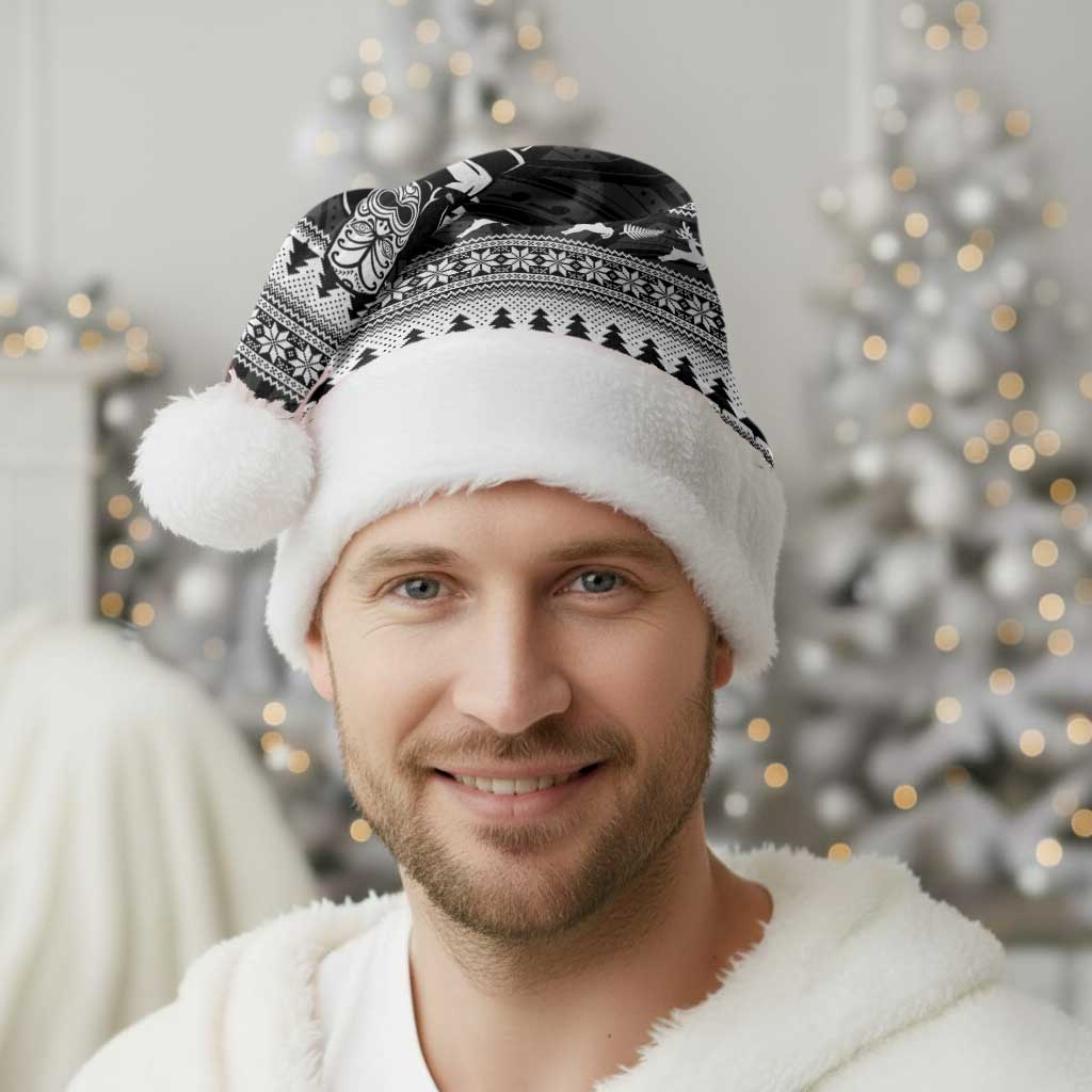 New Zealand Christmas Rugby Personalised Christmas Santa Hat Meri Kirihimete All Black Maori - Aussie Hoodie