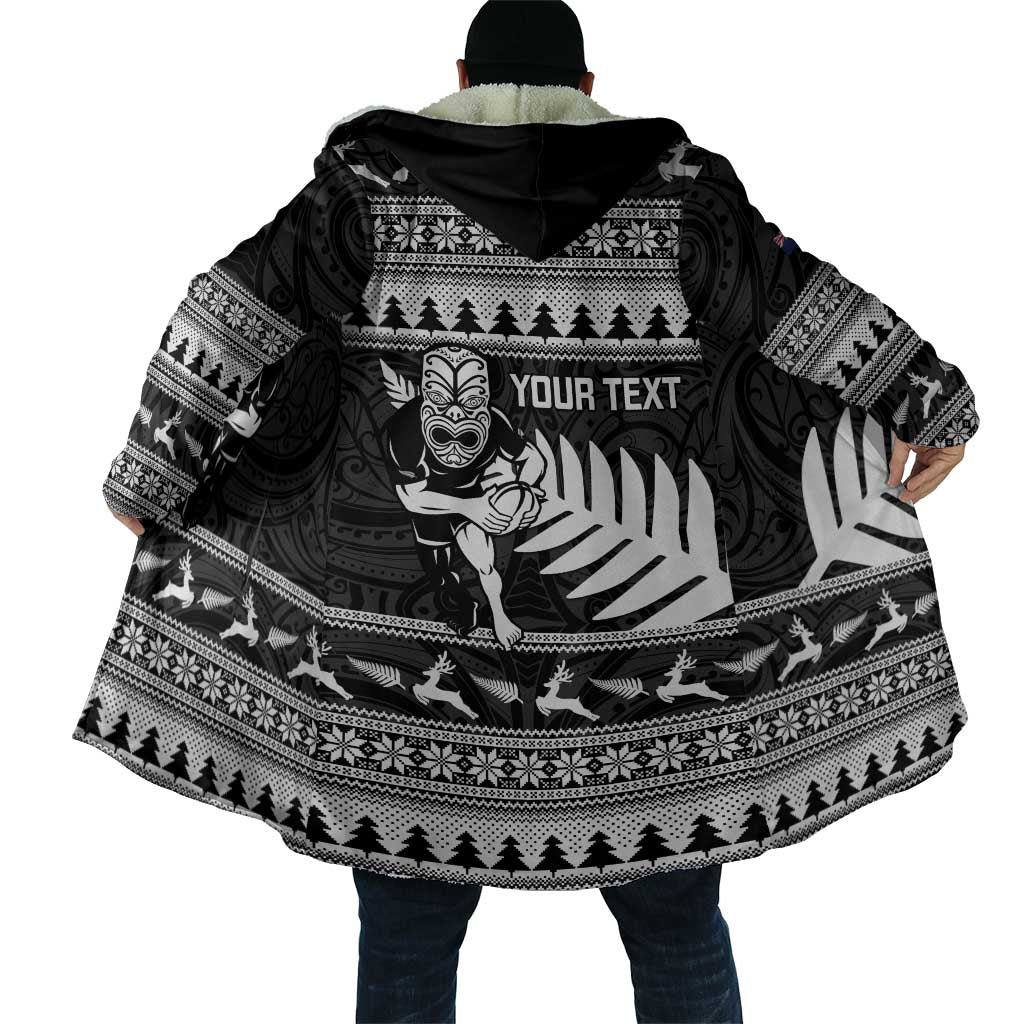 New Zealand Christmas Rugby Personalised Cloak Meri Kirihimete All Black Maori - Aussie Hoodie