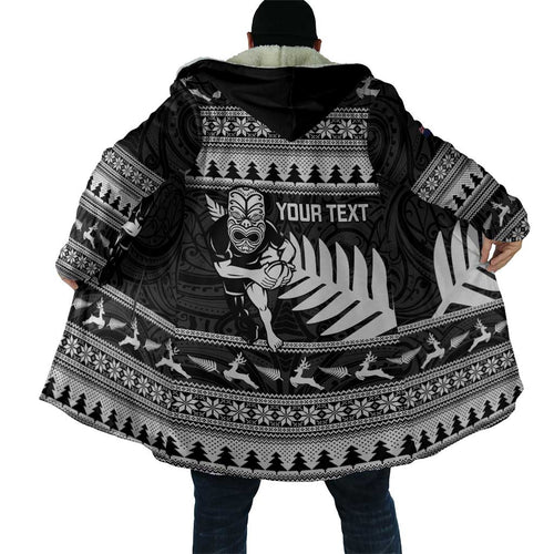 New Zealand Christmas Rugby Personalised Cloak Meri Kirihimete All Black Maori - Aussie Hoodie