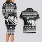 New Zealand Christmas Rugby Personalised Couples Matching Long Sleeve Bodycon Dress and Hawaiian Shirt Meri Kirihimete All Black Maori - Aussie Hoodie