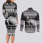 New Zealand Christmas Rugby Personalised Couples Matching Long Sleeve Bodycon Dress and Long Sleeve Button Shirt Meri Kirihimete All Black Maori - Aussie Hoodie
