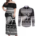 New Zealand Christmas Rugby Personalised Couples Matching Off Shoulder Maxi Dress and Long Sleeve Button Shirt Meri Kirihimete All Black Maori - Aussie Hoodie
