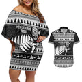 New Zealand Christmas Rugby Personalised Couples Matching Off Shoulder Short Dress and Hawaiian Shirt Meri Kirihimete All Black Maori - Aussie Hoodie