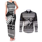 New Zealand Christmas Rugby Personalised Couples Matching Tank Maxi Dress and Long Sleeve Button Shirt Meri Kirihimete All Black Maori - Aussie Hoodie