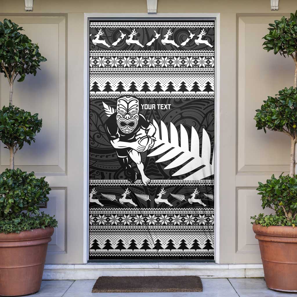 New Zealand Christmas Rugby Personalised Door Cover Meri Kirihimete All Black Maori - Aussie Hoodie