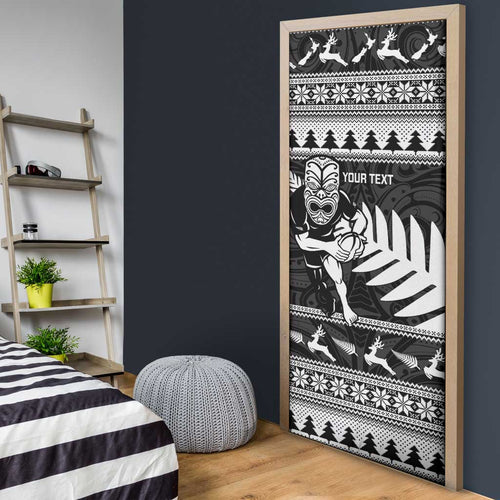 New Zealand Christmas Rugby Personalised Door Cover Meri Kirihimete All Black Maori - Aussie Hoodie