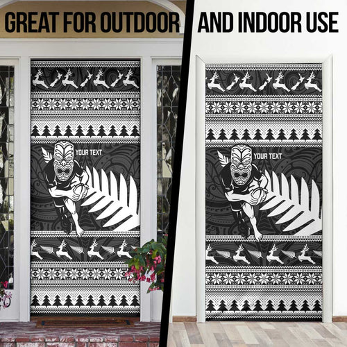 New Zealand Christmas Rugby Personalised Door Cover Meri Kirihimete All Black Maori - Aussie Hoodie
