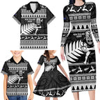 New Zealand Christmas Rugby Personalised Family Matching Long Sleeve Bodycon Dress and Hawaiian Shirt Meri Kirihimete All Black Maori - Aussie Hoodie