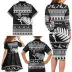 New Zealand Christmas Rugby Personalised Family Matching Long Sleeve Bodycon Dress and Hawaiian Shirt Meri Kirihimete All Black Maori - Aussie Hoodie