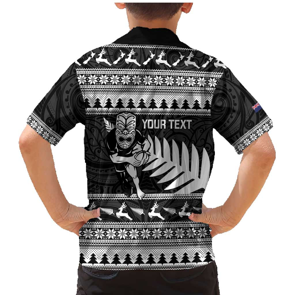 New Zealand Christmas Rugby Personalised Family Matching Mermaid Dress and Hawaiian Shirt Meri Kirihimete All Black Maori - Aussie Hoodie