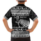 New Zealand Christmas Rugby Personalised Family Matching Mermaid Dress and Hawaiian Shirt Meri Kirihimete All Black Maori - Aussie Hoodie