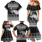 New Zealand Christmas Rugby Personalised Family Matching Mermaid Dress and Hawaiian Shirt Meri Kirihimete All Black Maori - Aussie Hoodie